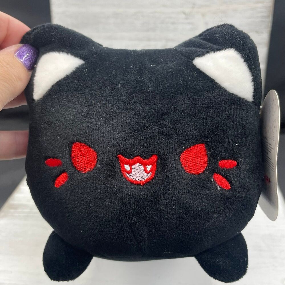 Aurora Tasty Peach Meowchi Open Mouth Vampire Black Cat Plush 7" Bat